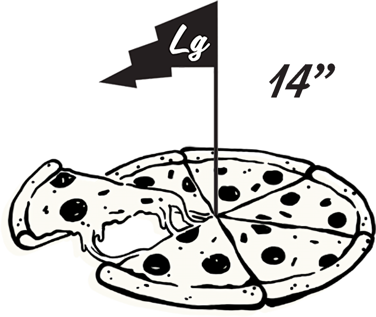 Large round pizza: 14 inches