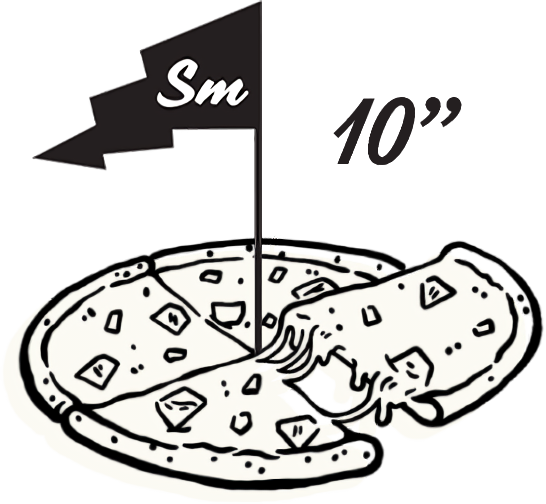 Small round pizza: 10 inches